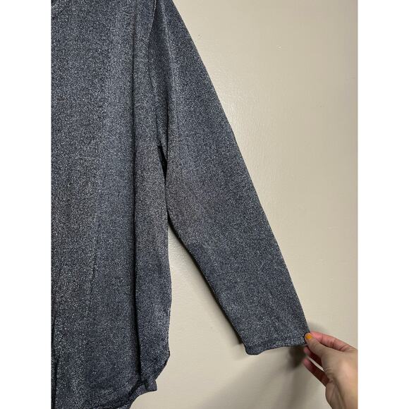 Women’s Size 3X (22W-24W) Faded Glory Black Silver Glitter Long Sleeve V-Neck - Picture 3 of 5